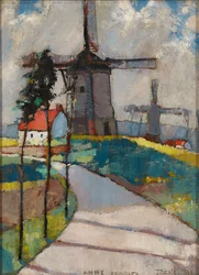 Moinhos de vento no Pas De Calais (óleo a bordo) polonês