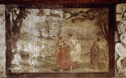 Europa zbliżająca się do Jowisza zamieniona w byka (Fresco