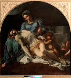 Pietà. Obraz Annibale Carracciego (Annibal Carrache) (1560-1609). 1599-1600. Wymiary: 156 x 149 cm. Neapol, Museo Nazionale di Capodimonte