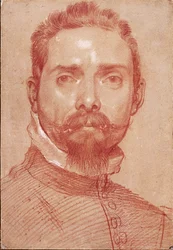 "" Portret lutnisty Giulio Mascheroni "" (Portret lutnisty Giulio Mascheroni) Krew Hannibala Carracciego (Carrache) (1560-1609) ok. 1594 Albertina, Wiedeń