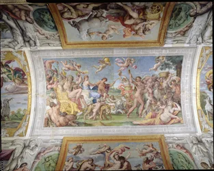 Galeria di Carracci Sala Carracci detal Triumfu Bachusa i Ariadny, fresk z lat 1597-1604
