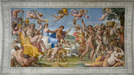 Triumf Bachusa i Ariadny par Carracci, Annibale (1560-1609). Świeże, ok. 1597, Palazzo Farnese, Rzym