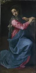 Dziewica Zwiastowania (fragment). Obraz Annibale Carracciego (1560-1609) (Annibal Carrache), około 1587. Wymiary: 150 x 76 cm. Bolonia, Pinacoteca Nazionale
