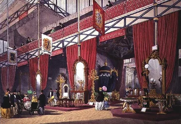 Widok części meblowej Wielkiej Wystawy, 1851 (druk kolorowy)