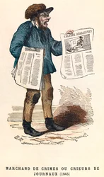 Krupier gazet w 1845 r., rycina, kolekcja prywatna - Sprzedawca gazet w Paryżu