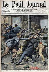 Policjant ranny podczas antymilitarnego pokazu w Aubervilliers, pierwsza strona gazety Petiter Journal 31 stycznia