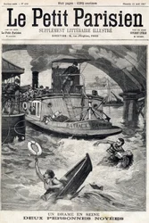 Wypadek na Sekwanie: dwie osoby w zatopionej łodzi. W „Le Petit Parisien”” w dniu 25.04.1897.