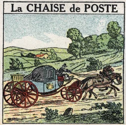 Trakcja zwierząt: krzesło post. Anonimowa ilustracja z 1925 r. Ze zbiorów prywatnych.