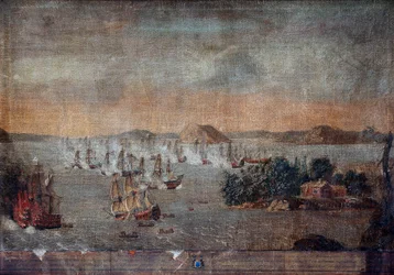 Bitwa pod Hogland - Podczas Wielkiej Wojny Północnej, bitwa morska 22 lipca 1713 między Szwecją a Rosją - Bitwa pod Hogland 22 lipca 1713 - Obraz nieznanego artysty