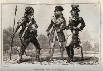 Kostiumy na mocy Konwencji. Grawer z 1859 roku w „Le Monde”. Historia wszystkich narodów od najdawniejszych czasów do współczesności”. przez ME de Lostalot-Bachoue (Lostalot Bachoue). Prywatna kolekcja.