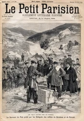 Zwyczaj pirenejski: przysięga pokoju składana przez delegatów z dolin Baretous i Roncal. Jedna z gazet „Le Petite Parisien”” z 23.07.1893 r.