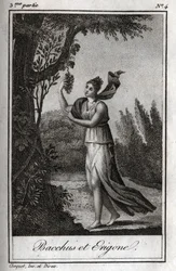 Erigo i Bacchus, Grawerowanie z 1819 r. w „Lettres a Emilie sur la mitologie” Charlesa Alberta Demoustiera (1760-1801). Prywatna kolekcja.