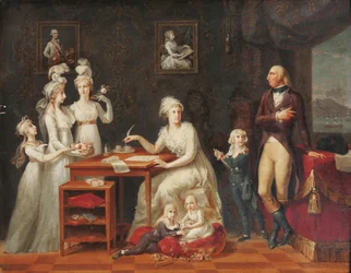 Ferdynand Ier (roi des Deux-Siciles) (1751-1825) – król Ferdynand IV Neapolu i Sycylii z rodziną Anonim. Olej na drewnie, format : 42x53,3, koniec XVIII w., kolekcja prywatna