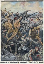 I wojna światowa 1914-1918 (wojna 14-18). Bitwa o Kretę Bazentin w dniach 13 i 14 lipca 1916, w której Anglicy przeciwstawili się armii niemieckiej. W „” Le Petite Journal””, dnia 6.08.1916 r. Prywatna kolekcja