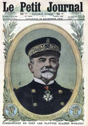 I wojna światowa 1914-1918 (wojna 14-18). Portret admirała Dartige du Fournet, dowódcy naczelnego alianckich flot Orientu. W „”Le Petite Journal””, dnia 19.11.1916. Prywatna kolekcja