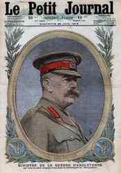 I wojna światowa 1914-1918 (wojna 14-18). Portret ministra wojny w Anglii Horatio Herberta Kitchenera (1850-1916). W „”Le Petite Journal””, 25.06.2019. Prywatna kolekcja