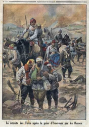 I wojna światowa 1914-1918 (wojna 14-18). Odwrót Turków po zdobyciu Erzerum przez Rosjan. W „” Le Petite Journal””, 27.02.1916. Prywatna kolekcja