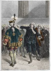 Rewolucja francuska - spotkanie stanów generalnych 23.06.2017: Honore Gabriel (Honore-Gabriel) Riqueti, hrabia Mirabeau (1749-1791) zwracając się do Henri Evrard (Henri-Evrard), markiza Dreux Breze (Dreux-Breze) (1762-1829) - stany generalne w Wersalu