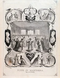 Frontyspis z partytury Tutti w masce, opera Carlo Pedrotti