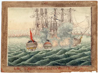 Guerre russo-turque de 1828-1829 - bryg "Merkury" walczący z dwoma tureckimi okrętami 14 maja