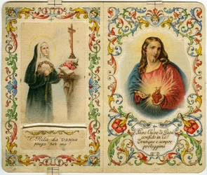 Obraz święty ze św. Ritą z Cascia i Jezusem z Najświętszym Sercem (druk)