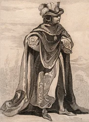 Kawaler Orderu Matki Bożej Oset. Grawer z 1859 roku w „Le Monde”. Historia wszystkich narodów od najdawniejszych czasów do współczesności”. przez ME de Lostalot-Bachoue (Lostalot Bachoue). Prywatna kolekcja.