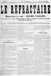 La strona tytułowa pierwszego numeru gazety „Le Reflectaire”, redaktor naczelny: Jules Vallès, poniedziałek, 10 maja