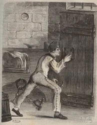 Le convict Blouet - Grawer w „Historii skazanych od ich powstania do dnia dzisiejszego” (1877) Pierre