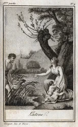 Leto, Letone, Latona, Grawerowanie z 1819 r. w „Listach do Emilie o mitologii” Charlesa Alberta Demoustiera (1760-1801). Prywatna kolekcja.
