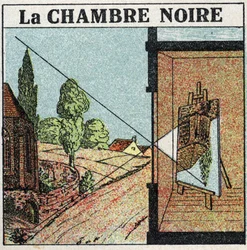 Propagacja światła: ciemny pokój. Anonimowa ilustracja z 1925 r. Ze zbiorów prywatnych.
