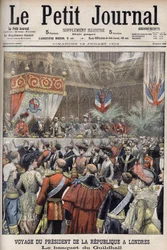 Londyn, Wielka Brytania. Podróż prezydenta Loubeta. Przyjęcie w Guildhall przez Sir Marcusa Samuela. Le Petit Journal, lipiec 1903 (grafika)