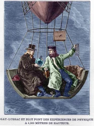 Louis-Joseph Gay-Lussac (Louis Joseph Gay Lussac) i Biot przeprowadzają eksperymenty fizyczne na wysokości 4000 metrów - w „Album de la Science; wybitni naukowcy; Wielkie odkrycia”” 1896.