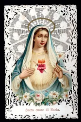 Mater dolorosa Sacre heart. Pobożny obraz. Chromolitografia ma decoupage i dentage. Debiut XX-wiecznej kolekcji prywatnej