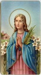 Pobożny obraz: Maria Goretti Włoska dziewica-męczennica (chromolitografia)