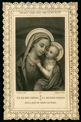 Wizerunek pobożny: Portret Matki Boskiej Dobrej Rady (rycina)