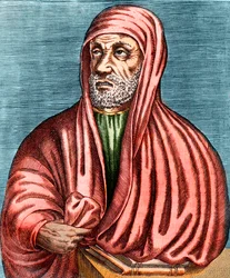 Portret Abu Ali al-Husaina ibn Abdallaha ibn Sina (Awicenna) (Awicenna). (980-1037), irański lekarz (lekarz) i filozof, Grawer, niepodpisany