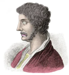 Portret Alcibiade (Alkibiads Kleiniou Scambonides) (450-404 pne), męża stanu i ateńskiego generała. Rycina XIX wieku. Milanese