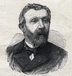 Portret Alfreda Mezieresa (1826-1915), francuskiego historyka literatury, dziennikarza i polityka. Grawer w „Le Petit Parisien”