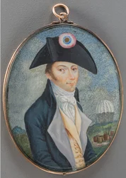 Portret Andre Jacquesa Garnerina (1769-1823), Anonim. Akwarela, Gwasz na rogu, koniec XVIII w. Kolekcja prywatna