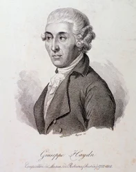 Portret austriackiego kompozytora Josepha Haydna (1732-1809) Grawerowanie. XIX-wieczna kolekcja prywatna