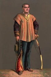 Portret BENITO PABLO JUAREZA (1806-1872) meksykańskiego męża stanu i rewolucjonisty. Chromolitografia Ze zbiorów prywatnych