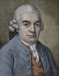 Portret Carla Philippa Emanuela Bacha (Emmanuela) (1714 - 1788), niemieckiego kompozytora (rycina)