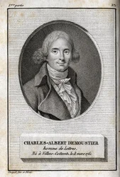 Portret Charlesa Alberta Demoustiera (1760-1801) pisarza francuskiego. Rycina z 1819 r. w „Lettres a Emilie sur la mitologie” Charlesa Alberta Demoustiera (1760-1801). Prywatna kolekcja.