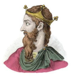 Portret Fryderyka I Hauhenstaufen znanego jako Fryderyk Barberossa (Federico Barbarossa) (1122-1190), cesarz niemiecki rzymski. Rycina XIX wieku. Milanese