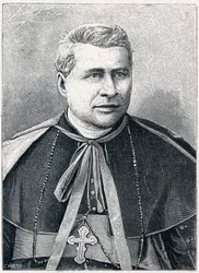 Portret Giovanniego Simeoni (1816-1892), włoskiego kardynała. Grawer w „Misjach katolickich w XIX wieku” Louis-Eugene (Louis Eugene) Louvet. prywatna kolekcja.