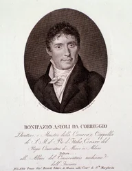 Portret włoskiego kompozytora Bonifazio Asioli (1769-1832) Grawerowanie. 19 wiek. Prywatna kolekcja