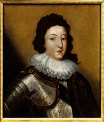 Portret Ludwika XIII (1601-1643). Anonimowy obraz z XVII wieku. Olej na płótnie. Należy wspomnieć: Reims, Musee Des Beaux Arts