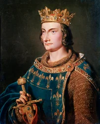 Portret Filipa IV Pięknego (1268-1314), króla Francji. Anonimowy obraz z XIX wieku. Pałace w Wersalu i Trianon.