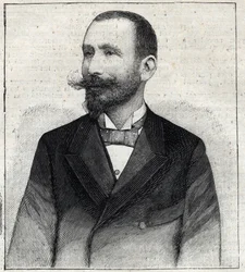 Portret Pierre Sales (1854?-1921?), francuskiego pisarza. Grawer w „”Le Petro Parisien””