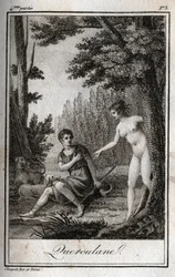 KWERKULANY, nimfy, ochraniacze kanałów. Rycina z 1819 r. w „Lettres a Emilie sur la mitologie” Charlesa Alberta Demoustiera (1760-1801). Prywatna kolekcja.